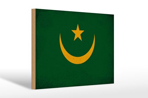 Holzschild Flagge Mauretanien 30x20cm Mauritania Vintage