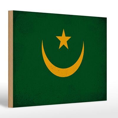 Holzschild Flagge Mauretanien 30x20cm Mauritania Vintage