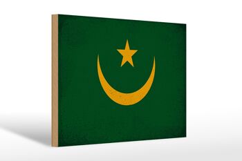 Panneau en bois drapeau Mauritanie 30x20cm Mauritanie vintage 1