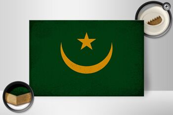 Panneau en bois drapeau Mauritanie 30x20cm Mauritanie vintage 2