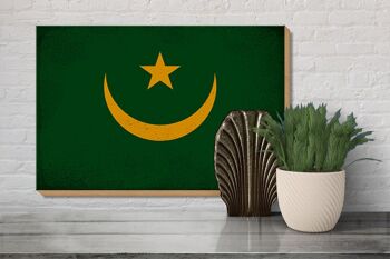 Panneau en bois drapeau Mauritanie 30x20cm Mauritanie vintage 3