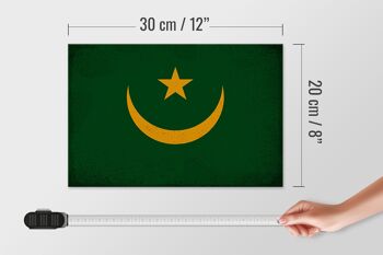 Panneau en bois drapeau Mauritanie 30x20cm Mauritanie vintage 4