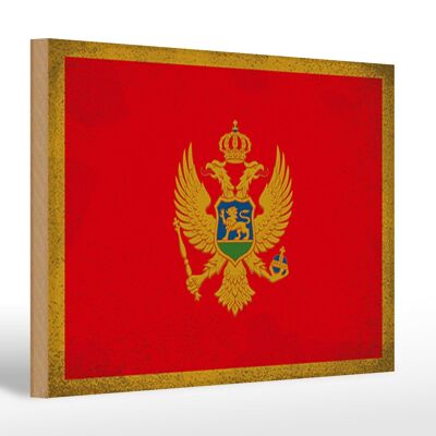 Holzschild Flagge Montenegro 30x20cm Flag Vintage