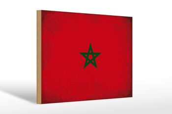 Panneau en bois drapeau Maroc 30x20cm Drapeau du Maroc Vintage 1