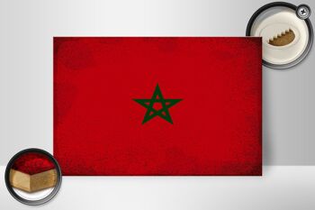 Panneau en bois drapeau Maroc 30x20cm Drapeau du Maroc Vintage 2
