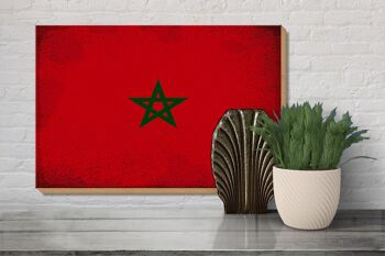 Panneau en bois drapeau Maroc 30x20cm Drapeau du Maroc Vintage 3