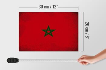 Panneau en bois drapeau Maroc 30x20cm Drapeau du Maroc Vintage 4