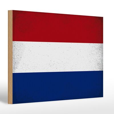 Letrero de madera bandera Países Bajos 30x20cm Países Bajos Vintage