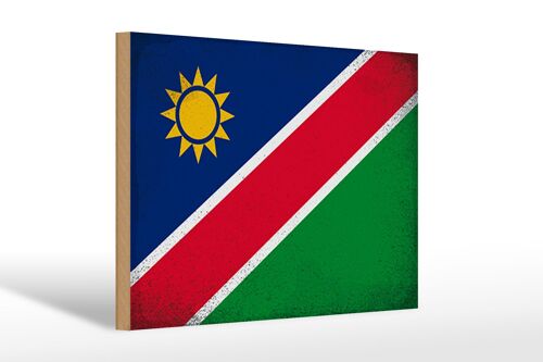 Holzschild Flagge Namibia 30x20cm Flag of Namibia Vintage