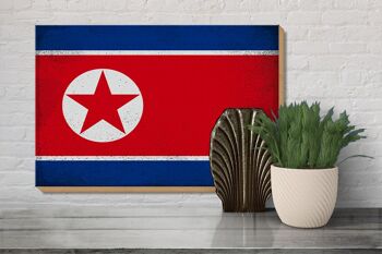 Panneau en bois drapeau Corée du Nord 30x20cm Corée du Nord vintage 3