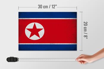 Panneau en bois drapeau Corée du Nord 30x20cm Corée du Nord vintage 4
