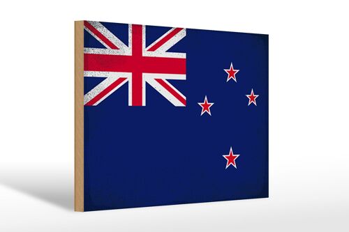 Holzschild Flagge Neuseeland 30x20cm New Zealand Vintage