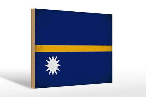 Holzschild Flagge Nauru 30x20cm Flag of Nauru Vintage