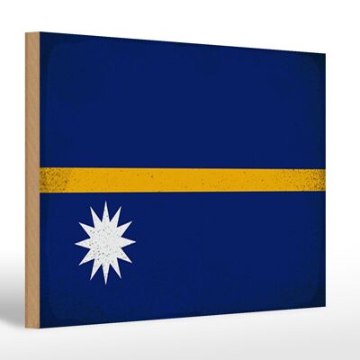 Holzschild Flagge Nauru 30x20cm Flag of Nauru Vintage