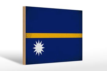 Panneau en bois drapeau Nauru 30x20cm Drapeau de Nauru Vintage 1