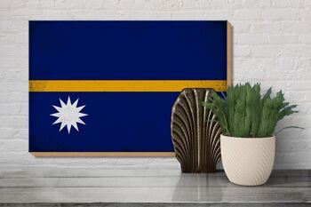 Panneau en bois drapeau Nauru 30x20cm Drapeau de Nauru Vintage 3