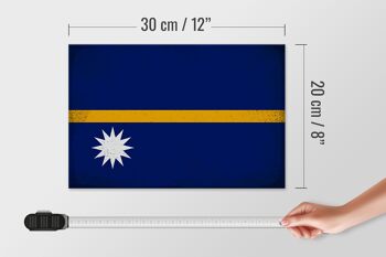 Panneau en bois drapeau Nauru 30x20cm Drapeau de Nauru Vintage 4
