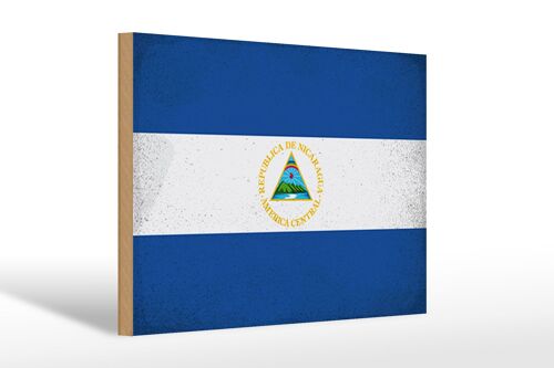 Holzschild Flagge Nicaragua 30x20cm Flag Nicaragua Vintage