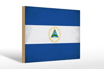 Panneau en bois drapeau Nicaragua 30x20cm Drapeau Nicaragua vintage 1