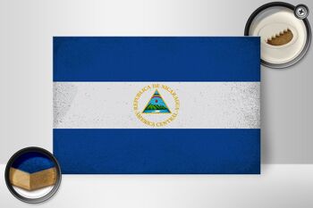 Panneau en bois drapeau Nicaragua 30x20cm Drapeau Nicaragua vintage 2