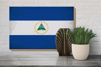 Panneau en bois drapeau Nicaragua 30x20cm Drapeau Nicaragua vintage 3