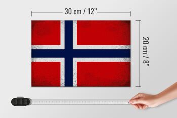 Panneau en bois drapeau Norvège 30x20cm Drapeau Norvège Vintage 4