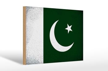 Panneau en bois drapeau Pakistan 30x20cm Drapeau Pakistan vintage 1