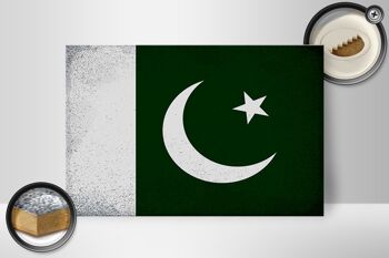 Panneau en bois drapeau Pakistan 30x20cm Drapeau Pakistan vintage 2