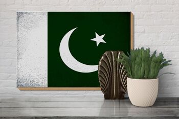 Panneau en bois drapeau Pakistan 30x20cm Drapeau Pakistan vintage 3