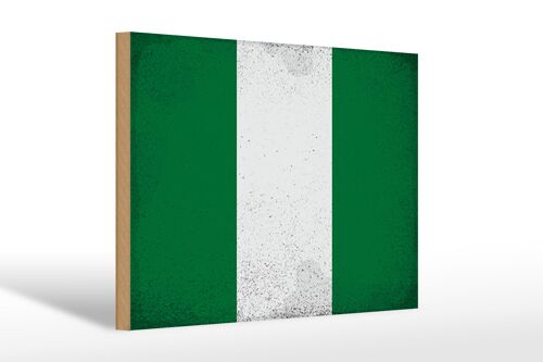 Holzschild Flagge Nigeria 30x20cm Flag of Nigeria Vintage