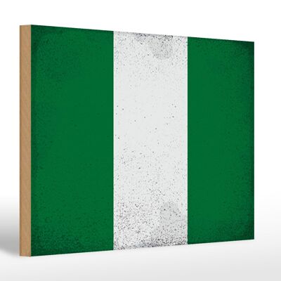 Holzschild Flagge Nigeria 30x20cm Flag of Nigeria Vintage