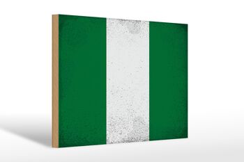 Panneau en bois drapeau Nigeria 30x20cm Drapeau du Nigeria Vintage 1