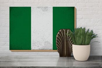 Panneau en bois drapeau Nigeria 30x20cm Drapeau du Nigeria Vintage 3