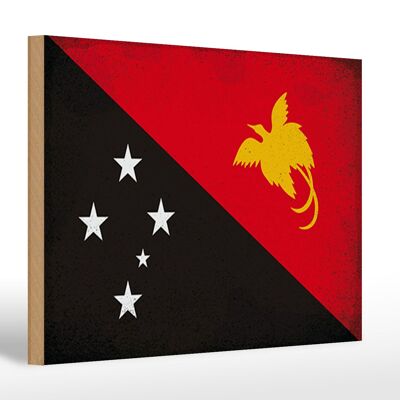 Letrero de madera bandera Papúa Nueva Guinea 30x20cm Guinea vintage