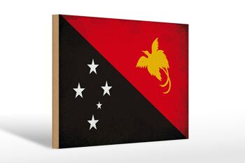 Panneau en bois drapeau Papouasie-Nouvelle-Guinée 30x20cm Guinée vintage 1