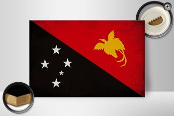 Panneau en bois drapeau Papouasie-Nouvelle-Guinée 30x20cm Guinée vintage 2