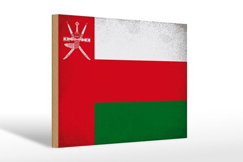 Holzschild Flagge Oman 30x20cm Flag of Oman Vintage
