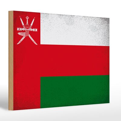 Holzschild Flagge Oman 30x20cm Flag of Oman Vintage