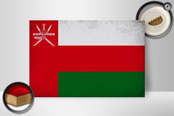 Panneau en bois drapeau Oman 30x20cm Drapeau d'Oman Vintage 2