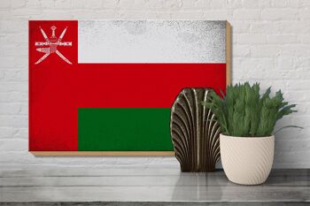 Panneau en bois drapeau Oman 30x20cm Drapeau d'Oman Vintage 3