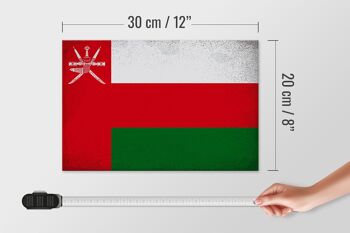 Panneau en bois drapeau Oman 30x20cm Drapeau d'Oman Vintage 4