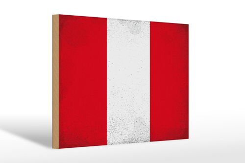 Holzschild Flagge Peru 30x20cm Flag of Peru Vintage