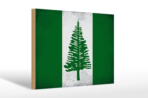 Holzschild Flagge Norfolkinsel 30x20cm Flag Vintage