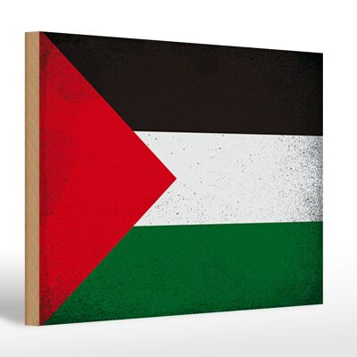Letrero de madera bandera Palestina 30x20cm Bandera Palestina Vintage