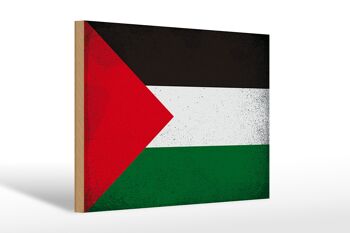 Panneau en bois drapeau Palestine 30x20cm Drapeau Palestine Vintage 1