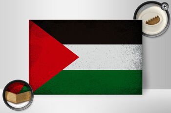 Panneau en bois drapeau Palestine 30x20cm Drapeau Palestine Vintage 2
