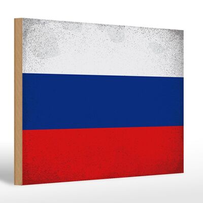 Letrero de madera bandera Rusia 30x20cm Bandera de Rusia Vintage