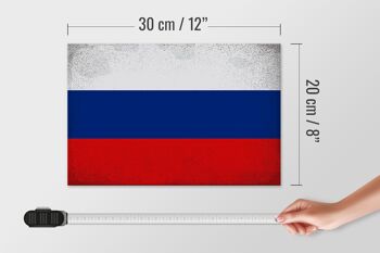 Panneau en bois drapeau Russie 30x20cm Drapeau de la Russie Vintage 4