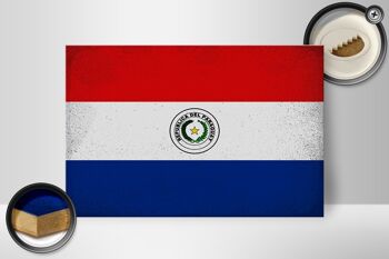 Panneau en bois drapeau Paraguay 30x20cm Drapeau Paraguay vintage 2