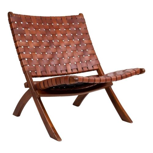 Perugia Folding Chair - Folding Chair w. Brown Leather